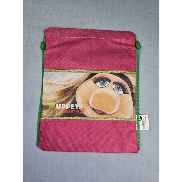 Disney Miss Piggy MUPPETS MOST WANTED Drawstring Lunch BackPack Tote Bag - Picture 1 of 4